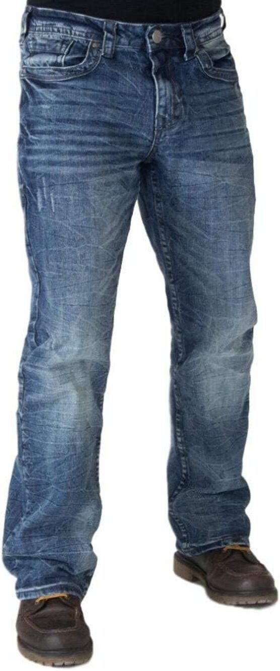 B Tuff Western Jeans Overdrive Stitching Medium Wash Rugged Mens 32 Pants Blue